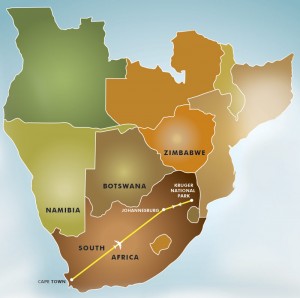 Go See Southern Africa - Cape Town & Kruger Park map