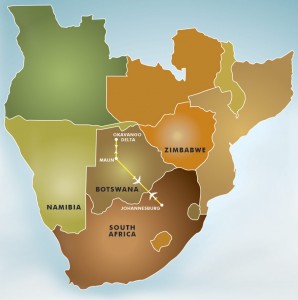 The Great Wing Safari Botswana map